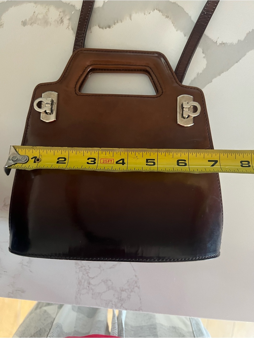 Salvatore Ferragamo Brown & Black Geometric Shoulder Bag - Picture 11 of 12